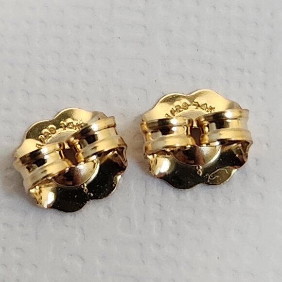 True VTG 80s 14K Solid Gold Natural Amethyst & Diamond Stud Earrings - Picture 10 of 15